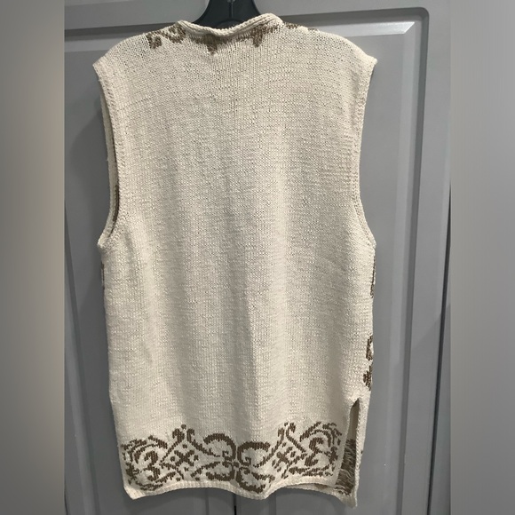 Express Tricot British Crown Woman’s Sweater Vest Ivory Beige Sz Large - Picture 12 of 13